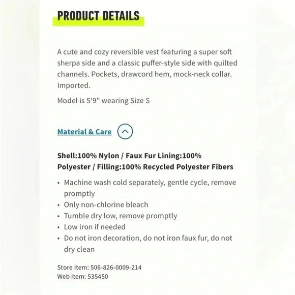 Gilly Hicks Reversible Sherpa Vest - size Small - Picture 5 of 5